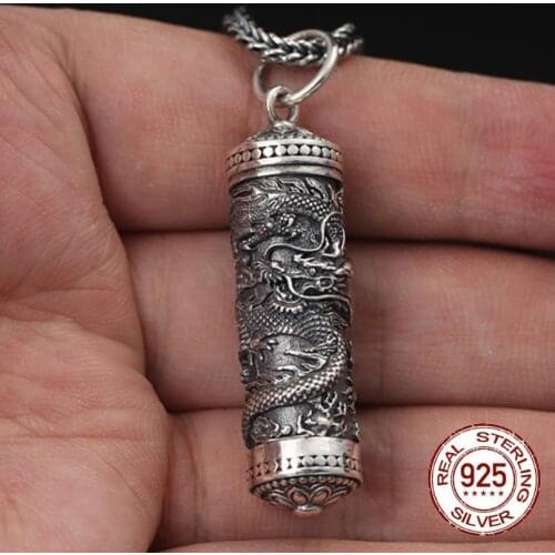 Real silver Dragon Pendant S925 Sterling Silver chinese style dragon design pendant Gawu box Pendant men women Birthday Gifts