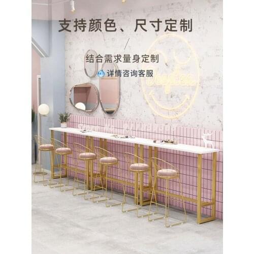 Light Luxury Bar Chair Bar Chair Modern Simple Milk Tea Shop Table Chair Bar Stool Back High Footed Stool Net Red Bar Stool