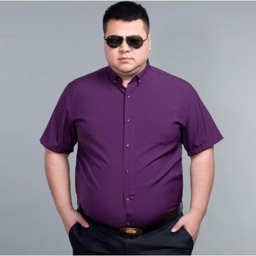 Summer men dress shirt short sleeve plus size big 8XL 9XL 10XL 12XL 60 62 64 66 68 70 72 navy blue formal office shirts Business