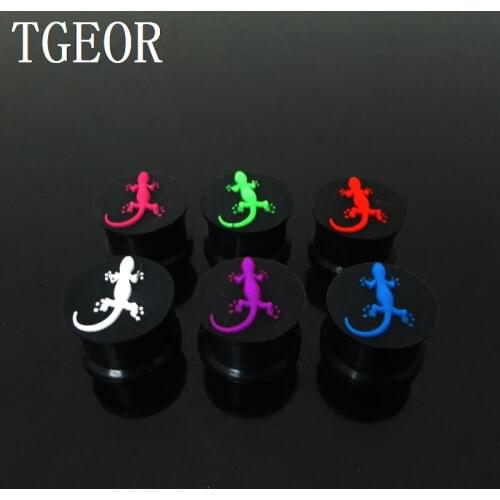 HOT!!! 1 pair mixed gauges ear expander lizard pattern silicone ear plug FASHION GOOD