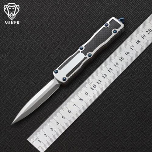 MIKER OEM Custom Prototype D2 steel blade Carbon fiber aluminum handle camping survival outdoor EDC hunt tool kitchen knife