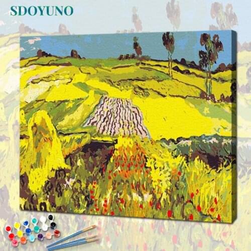 SDOYUNO 40x50cm Paint By Numbers Wheat Field DIY Set of Acrylic Paint For Painting By Numbers On Canvas Scenery Home Decor