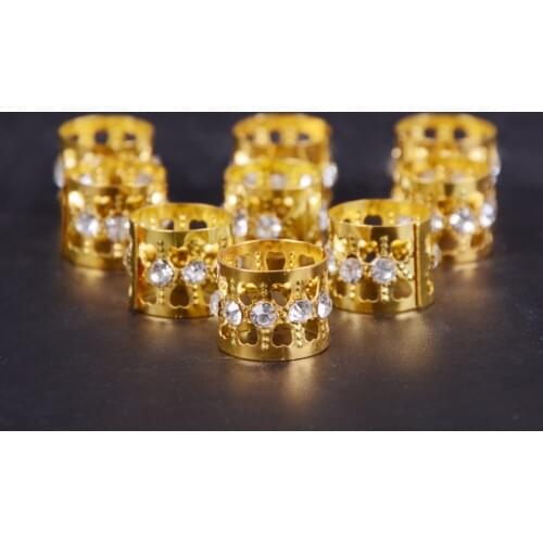 NEW!!30Pcs gold hair braid dread dreadlock beads adjustable cuff clip ,11mm hole clip+3pcs free hair styling diy