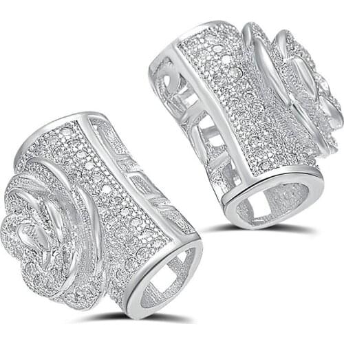 NEW DIY Handmade Gift Jewelry 3D Flower Accessories Micro-inlaid Zircon Curved Necklace Bracelet Connector Parts Bead Caps