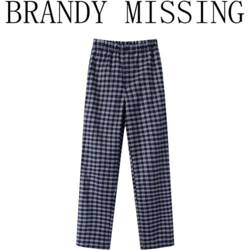 Slim Girls England Style Vintage Pants 2021 Spring-autumn Office Ladies High Waist Women Plaid Straight-leg Trousers