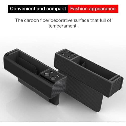 Auto Car Seat Gap Organizer PU Leather Storage Box Cup Holder Car Seat Side Slit Pocket Storage Bag With Dual USB Charger Ports