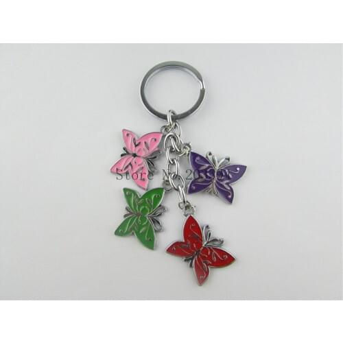 RFV ( 1Pcs Enamel Peace butterfly Cartoon Keychain Male Womens Car couple Key Chain Key Ring For Christmas Gift