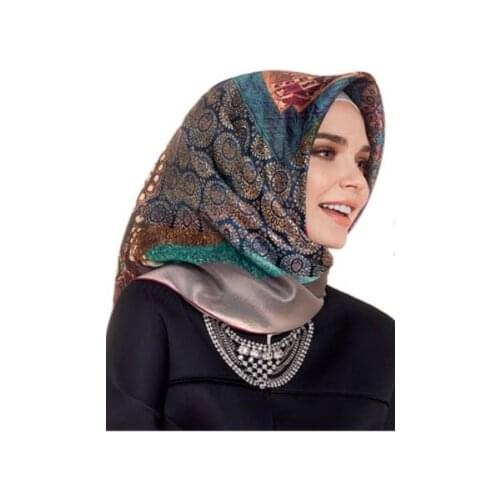 Multicolored printed Scarf Satin Bandana Women Square Bohemian Retro Ladies Scarves Indian Muslim Islamic Kerchief