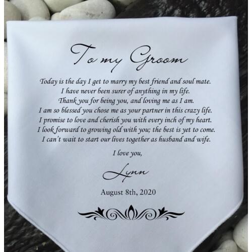 DIY wedding handkerchief a gift for parents