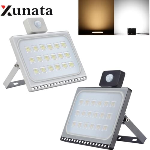 220V LED FloodLight Induction Reflector LED Project Light Waterproof IP65 Spotlight Wall Outdoor Lighting 10W 20W 30W 50W 100W