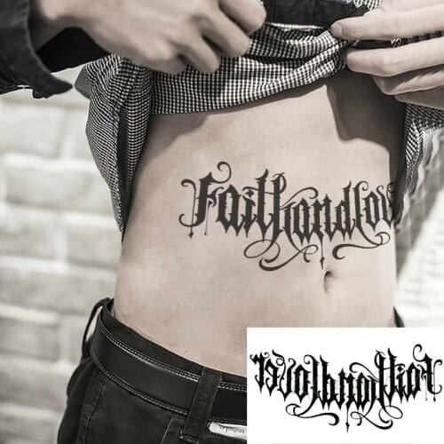 Waterproof Temporary Tattoo Sticker Big Letter "Fail Hand over" Body Art Flash Tatoo Fake Tatto for Women Men Girl