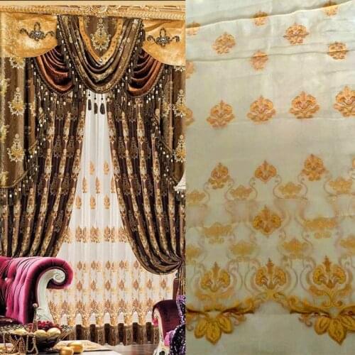 Tulle curtain firany Jacquard Gold balcony Romantic tull Golden Voile Transparent lace curtains tulle window curtain living room
