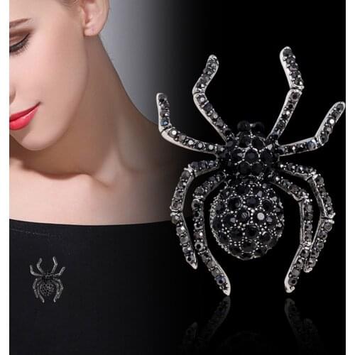 Vintage Women Rhinestone Inlaid Spider Brooch Pin Bag Badge Lapel Jewelry Gift серебряные брошки prendedor mujer 2020
