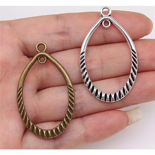 WYSIWYG 4pcs 26x43mm Charm Earrings Connection For Jewelry Making Antique Bronze Color Antique Silver Color Earrings Charms
