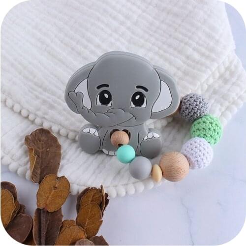 XCQGH 1Pcs Silicone Teether Bracelet Crochet Beads Newborn Baby Infant Toddler Teething Rattle Toy Nursing Item