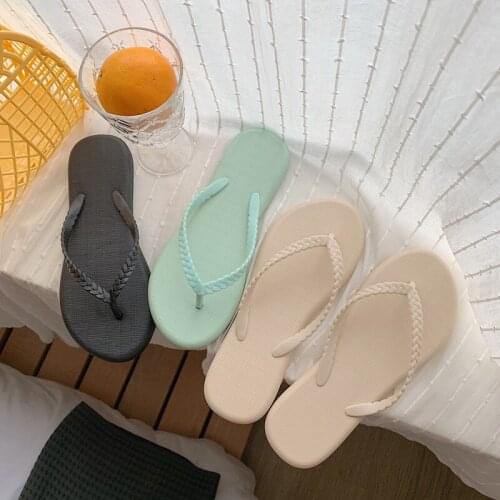 2021 womens slippers summer Korean braided belt flip flops women fashion non-slip flat sandals soft bottom comfortable