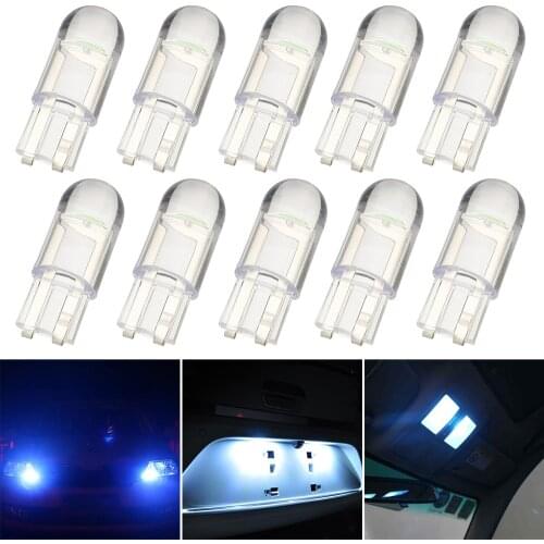 10PCS T10 12V W5W Led Car Light COB Glass 6000K White Auto License Plate Lamp Dome Read DRL Bulb Side Light Replacement Parts
