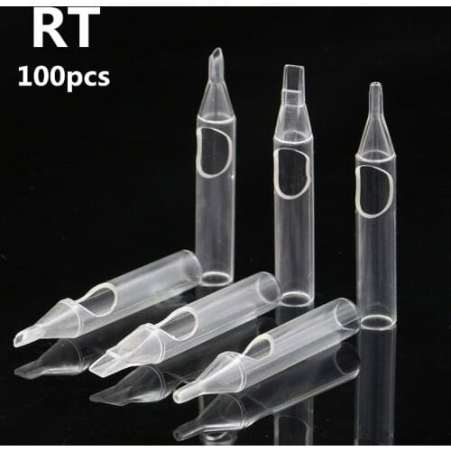 100pcs Disposable Tattoo Tip Nozzle RT Round Size Tattoo Tips for RL tattoo Needles Clear Plastic Sterilize Tips