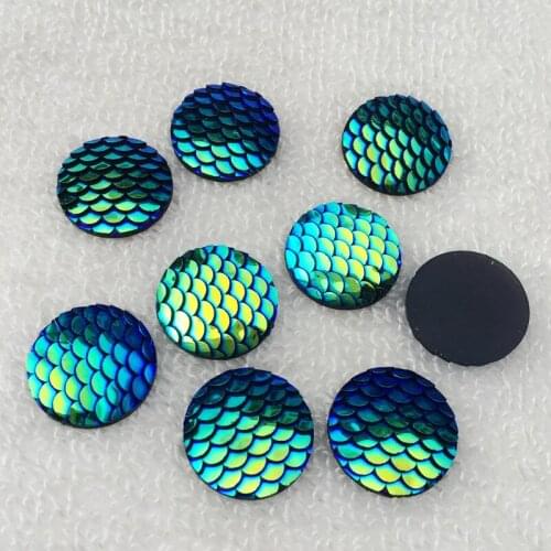 20pcs 20mm Shiny AB Fish Scale Pattern Flatback Resin Cabochon DIY Decorative Craft Scrapbooking