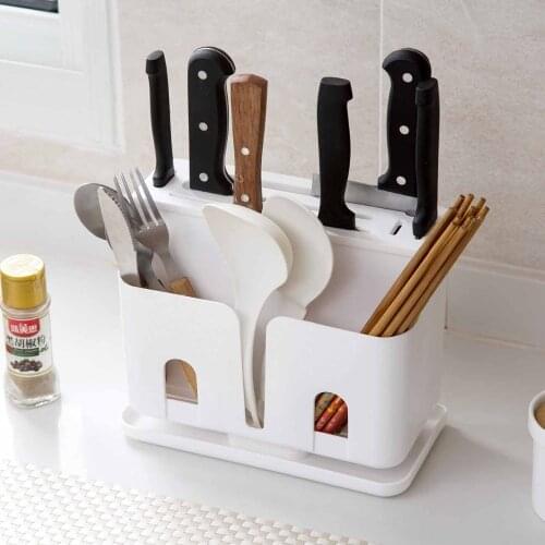 2020New PP Knife Block Stand Knife Holder Chopsticks Forks Holder Tableware Storage Box Container Kitchen Storage Rack Shelf