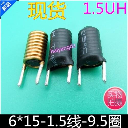 5pcs/6*15 1.5UH 1.5 Line 9.5 Circle Bar type Magnetic Bar filter inductors Vertical R Bar Magnetic core coil