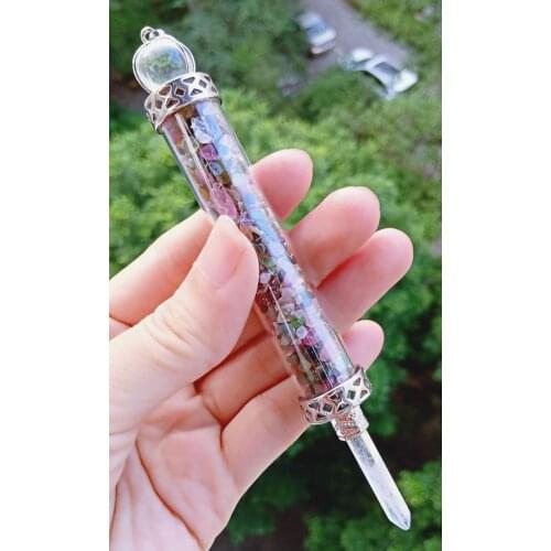 5pcs Natural Tourmaline Rock Quartz Stone Pendant Energy Reiki Healing Amulet