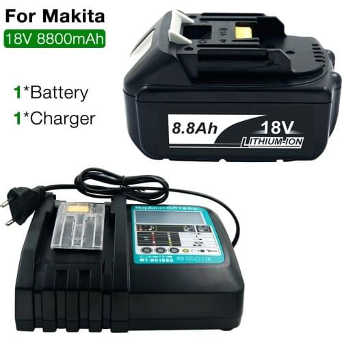 Battery+Charger Set) 18V 8800mAh Rechargeable Battery for Makita BL1860B BL1860 BL1850 BL1840 BL1830 LXT400 BL1815 Power Tools