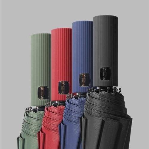 12 Ribs Full Automatic Business Umbrella Three Folding Male Female Parasol Umbrella Rain Women Windproof Anti-UV Umbrella Men
