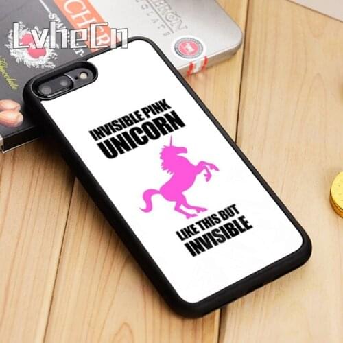 LvheCn Invisible Pink Unicorn Durable Phone Case Cover For iPhone 5 6s 7 8 plus 11 12 Pro X XR XS max Samsung S7 edge S8 S9 S10