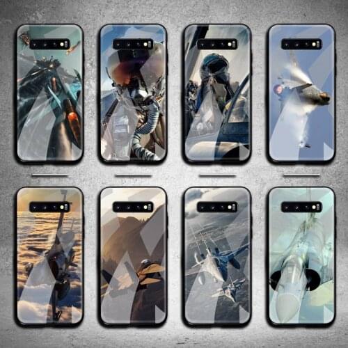 Fighter Pilot F16 Aircraft Phone Case Tempered Glass For Samsung S20 Plus S7 S8 S9 S10 Note 8 9 10 Plus