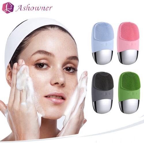 Ashowner Facial Cleansing Brush Sonic Silicone Facial Cleaner Deep Cleaning Face 6Lv Version Electric Cleansing Skin For Massage