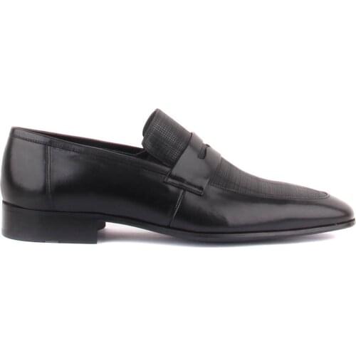 Fosco-Black Leather Step-in Men 'S Classic Shoes
