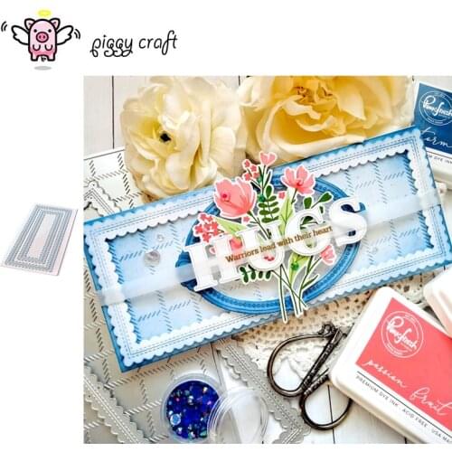 Piggy Craft metal cutting dies cut die mold Stitched Scallop Rectangles Scrapbook paper craft knife mould blade punch stencils