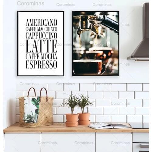 Canvas Posters and Prints Vintage Espresso Machine Coffee Beans Hd Painting Wall Art Decor for Cafe Salon Dining Room Bar Store