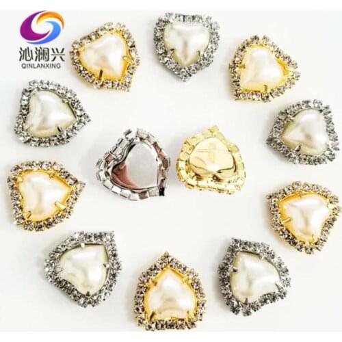 Free shipping 12mm 10pcs/pack heart shape Pearl color Crystal buckle,flatback sew on rhinestones,Diy/Clothing accessories