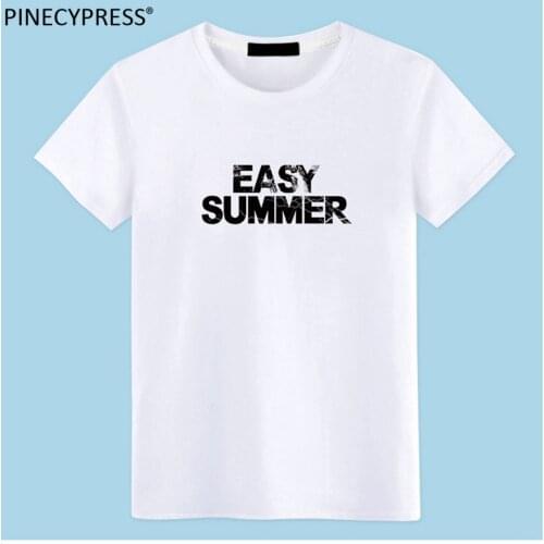 Quality 100% Cotton Asian Size Anti-static Short Sleeve Men T Shirt Fashion Letter Printed White Blue Summer O-neck Man T-shirt