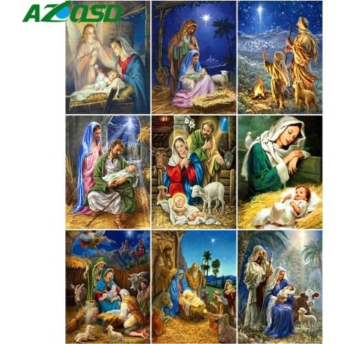 AZQSD Painting By Number Canvas Kits Religion Home Living Room Art Craft DIY 40x50cm Coloring By Numbers Jesus Handmade Gift