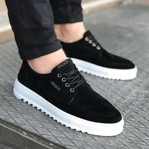 Knack Daily Shoes T12 Black Suede (White Bottom)