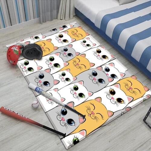 Pretty Cat Pattern Baby Hand Print Carpet Baby Play Mat Fashion Children Carpet Children Cat Flannel Carpet Safety Non-Slip