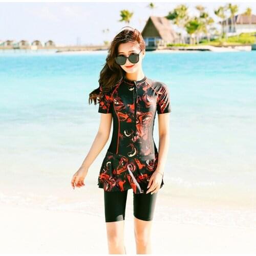 Swimsuit Fused Plavky Ladies Rashguard Swimwear With Long Sleeves Bikini Surf 2020 New Covering Fairy Fan Sexy Korean Ins Animal