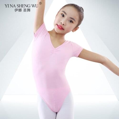 Summer Girls Children Practice Ballet Dance Short Sleeve Leotard Toddler Kids Gymnastics Leotard Closed Crotch Practice Clothes