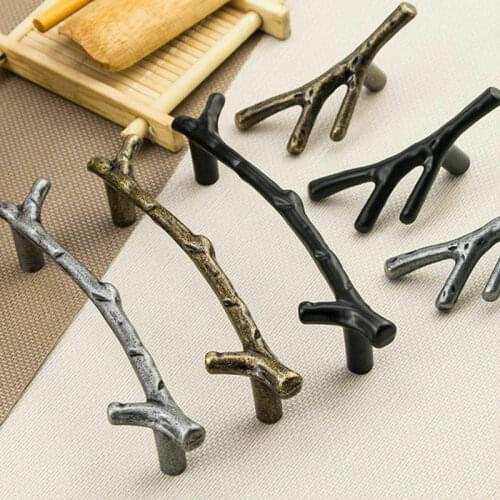 Fashion Tree Branch Furniture Handle 96mm 128mm Black Silver Bronze Kitchen Cabinet Handles Drawer Knobs Door Pulls Hardware