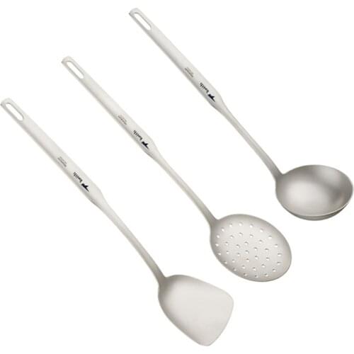 Keith Titanium Cookware Set Three-piece Suit Long Handle Anti-scalding Titanium Spoon Colander Cooking Spatula Ti8703