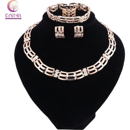 New Classics Wedding Jewelry Sets Bridal African Dubai Gold-color Beads Fashion Women Exaggerated Necklace Bangle Earring Ring