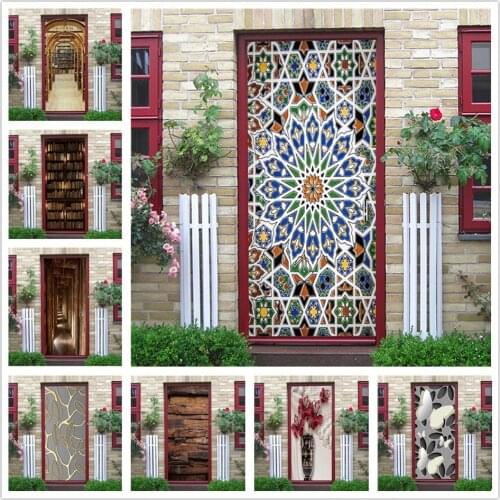 Wallpaper 3D Door Mural Home Design Room Decor Living Room Stickers on the Doors DIY PVC Adhesive Waterproof Poster deursticker