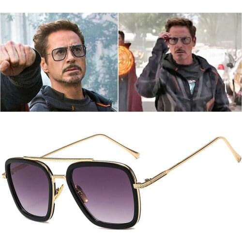 Luxury Steampunk Men Sunglasses Tony Stark Iron Man Sun Glasses Vintage Metal Eyewear Steam Punk Sunglass UV400 Male Female