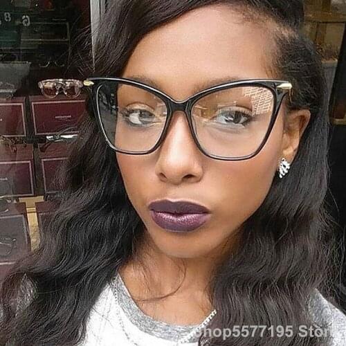 Sexy Red Eyeglasses Frame Women Cat Eye Glasses Clear Lens Sunglasses Frame Fashion Spectacles Oversized Eyewear Metal Legs