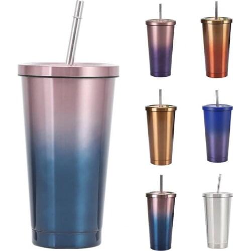 500ml Stainless Steel Office Coffee Cups Color Shade Vacuum Flasks Mug Easy to Clean Large Capacity Double-layer Mug Thermoses