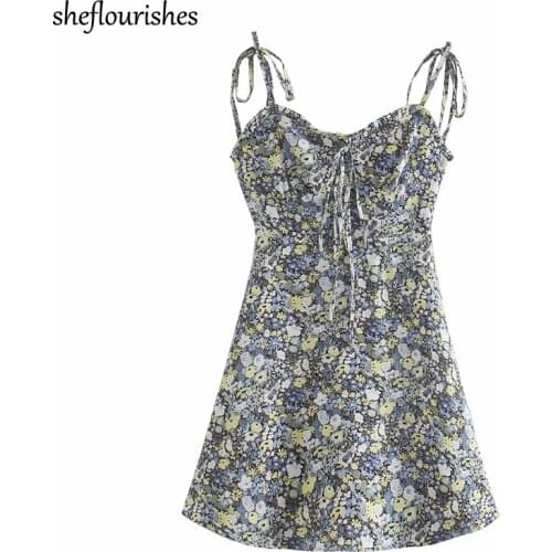 Summer spaghetti strap dress sexy v neck dresses women 2021 kawaii floral dresses a line mini dress holiday backless vestidos