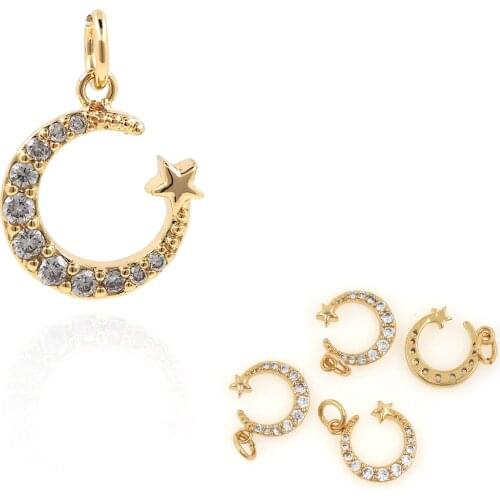 Star Moon Pendant Set With Zircon Star Moon Accessories Star Necklace DIY Jewelry Bracelet Necklace
